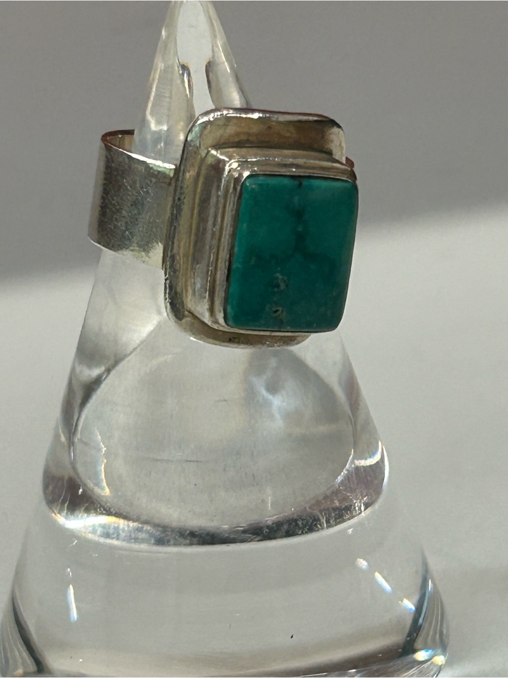 Sajen Sterling Silver Turquoise Chunky Ring Adjustable approx size 6.5 Boho